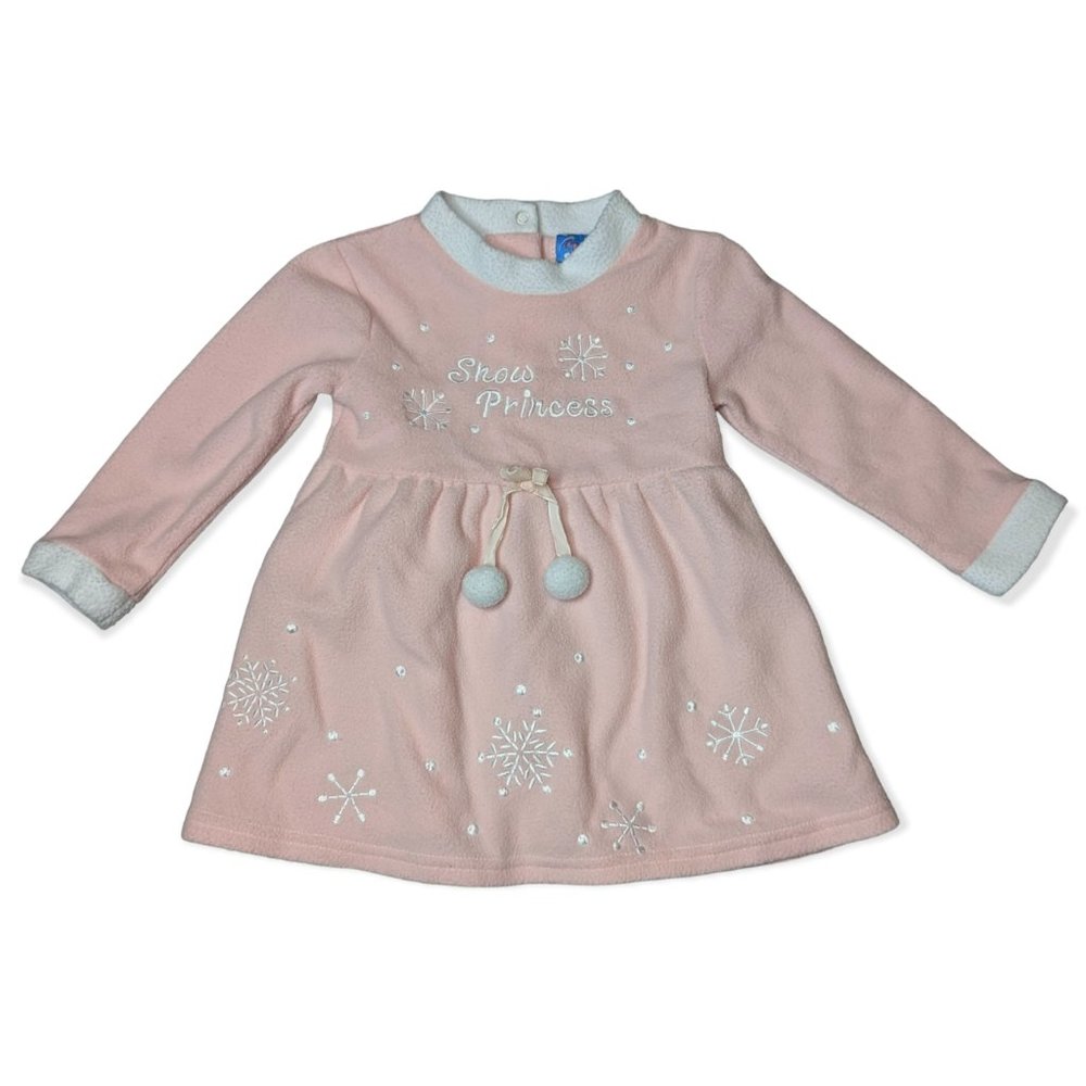 Cre8tions Snow Princess Pink and White Fleece Dress 2T